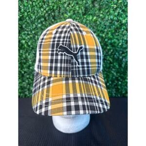 Puma Velour Flexfit Baseball Hat Size Large XL Yellow and Black Adult Cap